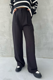 Siyah Arka Cep Detaylı Palazzo Pantolon SY-2461-Siyah