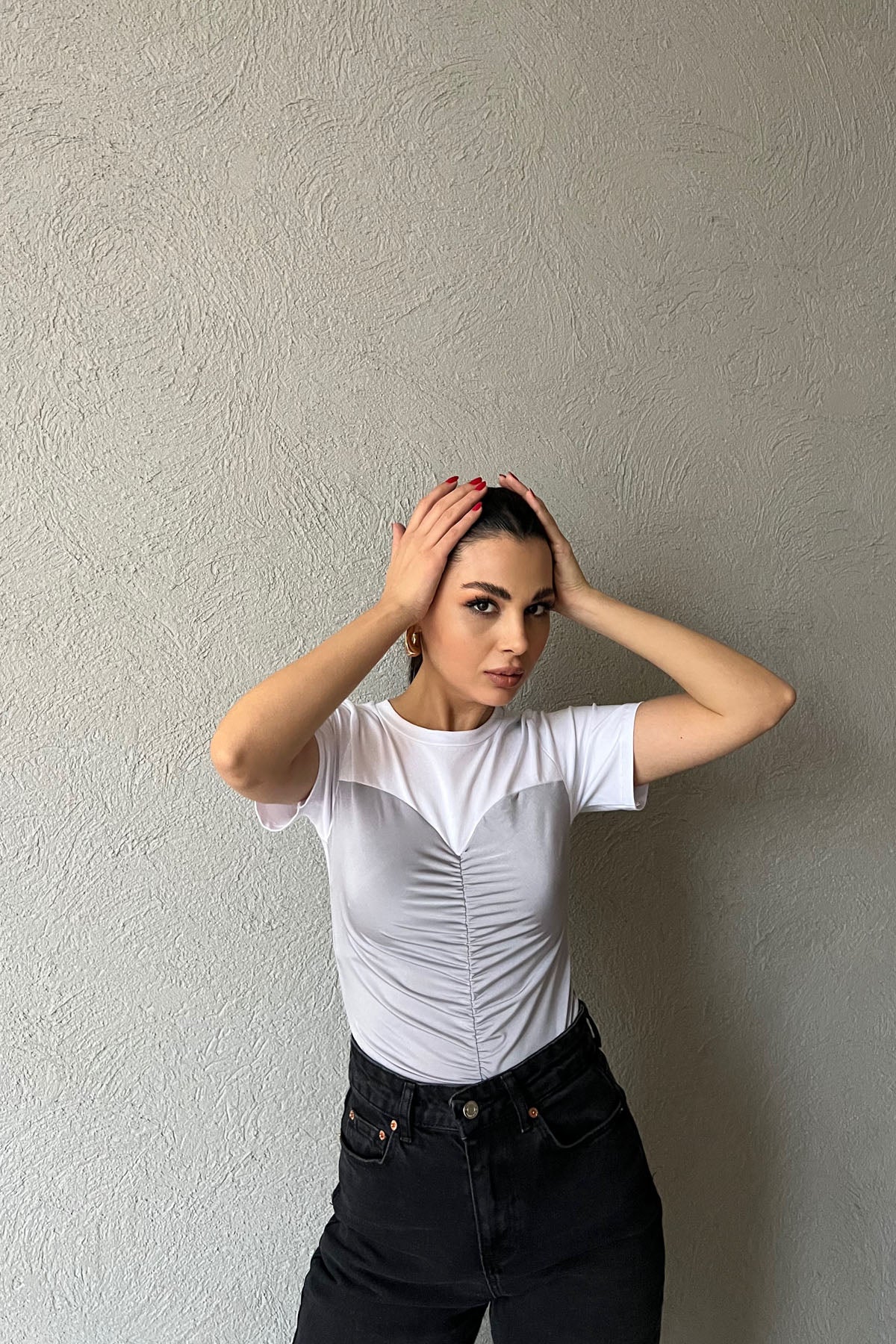 Gri Straplez Detaylı Bluz SY-1559-Gri