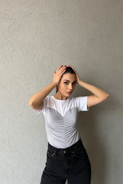 Gri Straplez Detaylı Bluz SY-1559-Gri