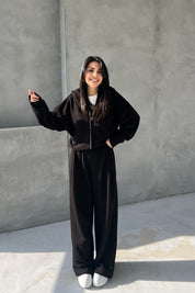 Siyah Pianosa Bol Paça Eşofman Hırka Takım SY-2693-Siyah