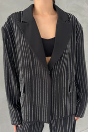 Siyah Çıtçıtlı Taşlı Premium Ceket SY-2754-Siyah