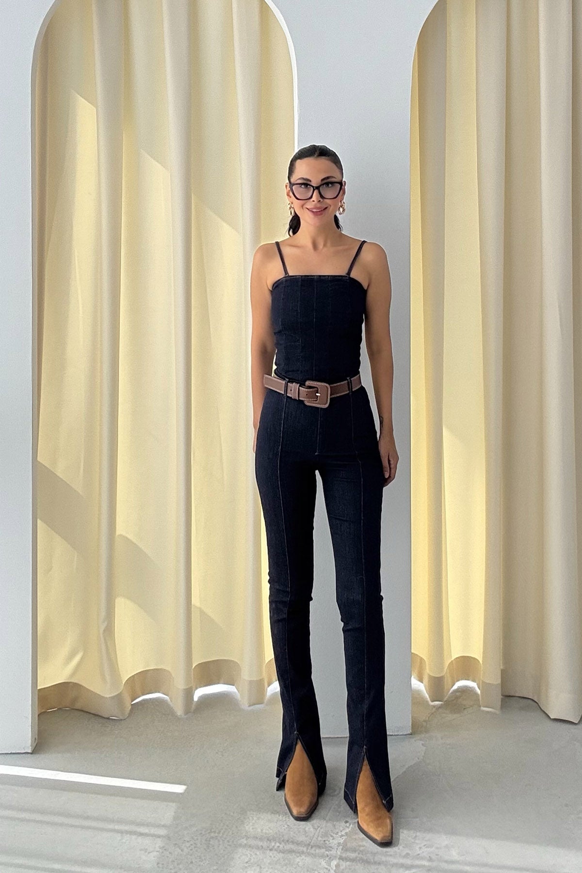 Lacivert Kot Bustiyer Pantolon Takım SY-3366-Lacivert