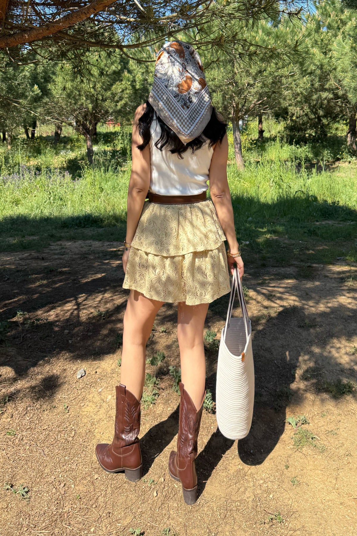 Sarı Dantelli Fırfırlı Etek SY-3135-Sarı