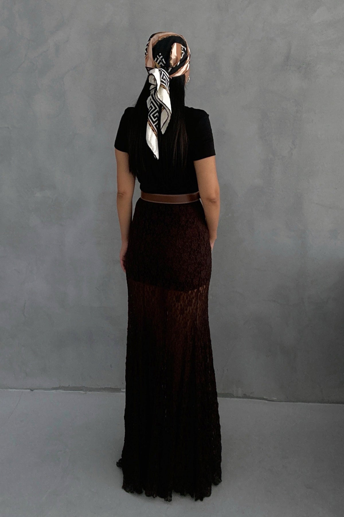 Kahve Dantelli Santorinİ Uzun Etek SY-3339-Kahve