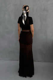 Kahve Dantelli Santorinİ Uzun Etek SY-3339-Kahve