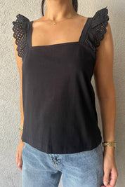 Siyah Fisto Askı Detaylı Crop SY-1961-Siyah