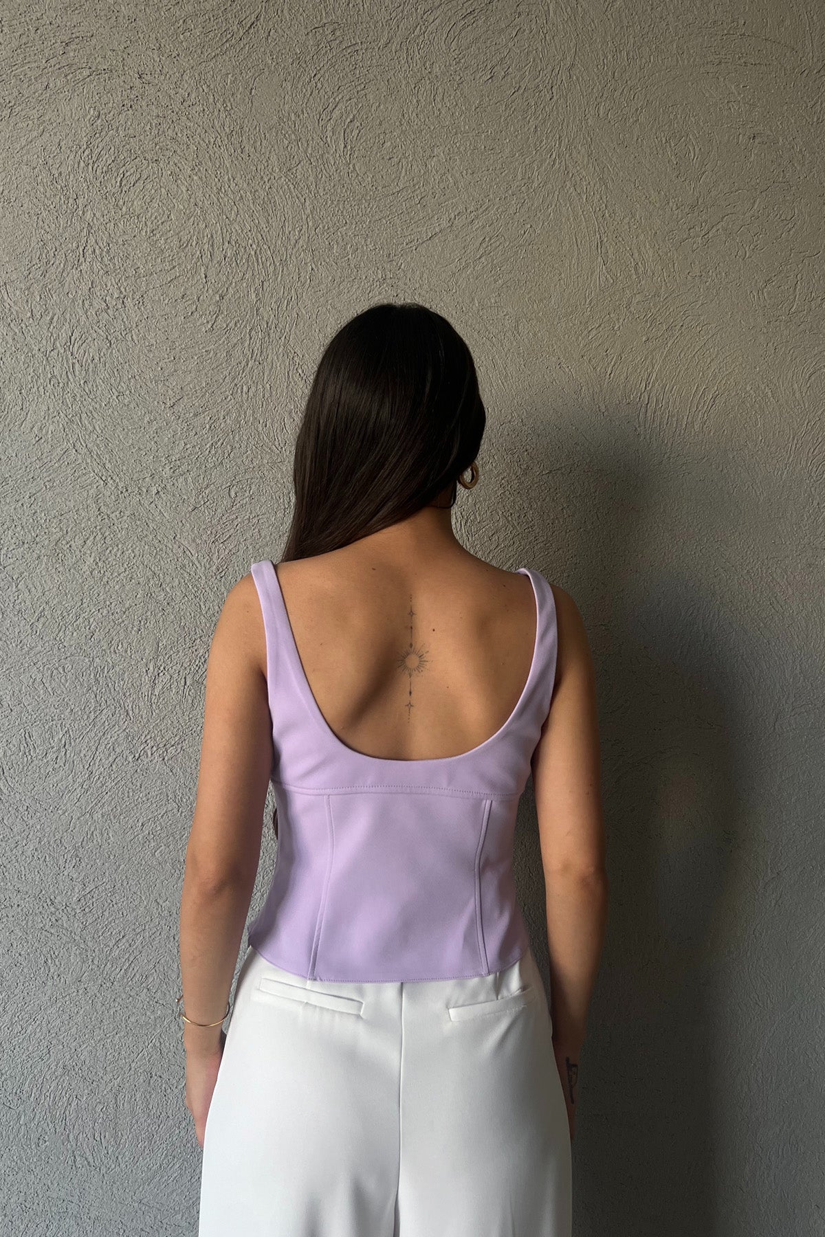 Lila Fiyonk Detaylı Askılı Bluz SY-2115-Lila