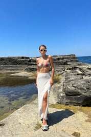 Bej Merserize Yırtmaçlı Çan Etek SY-0792-Bej