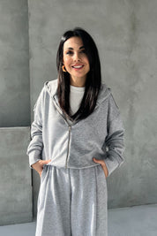 Gri Pianosa Bol Paça Eşofman Hırka Takım SY-2693-Gri