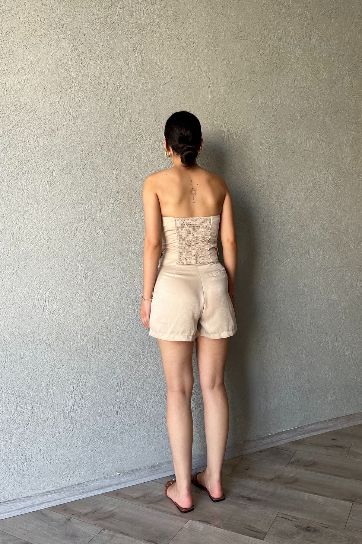 Bej Arkası Gipeli Saten Büstiyer SY-2576-Bej