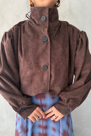 Dik Yaka Kahve Nubuk Bomber Ceket SY-3444