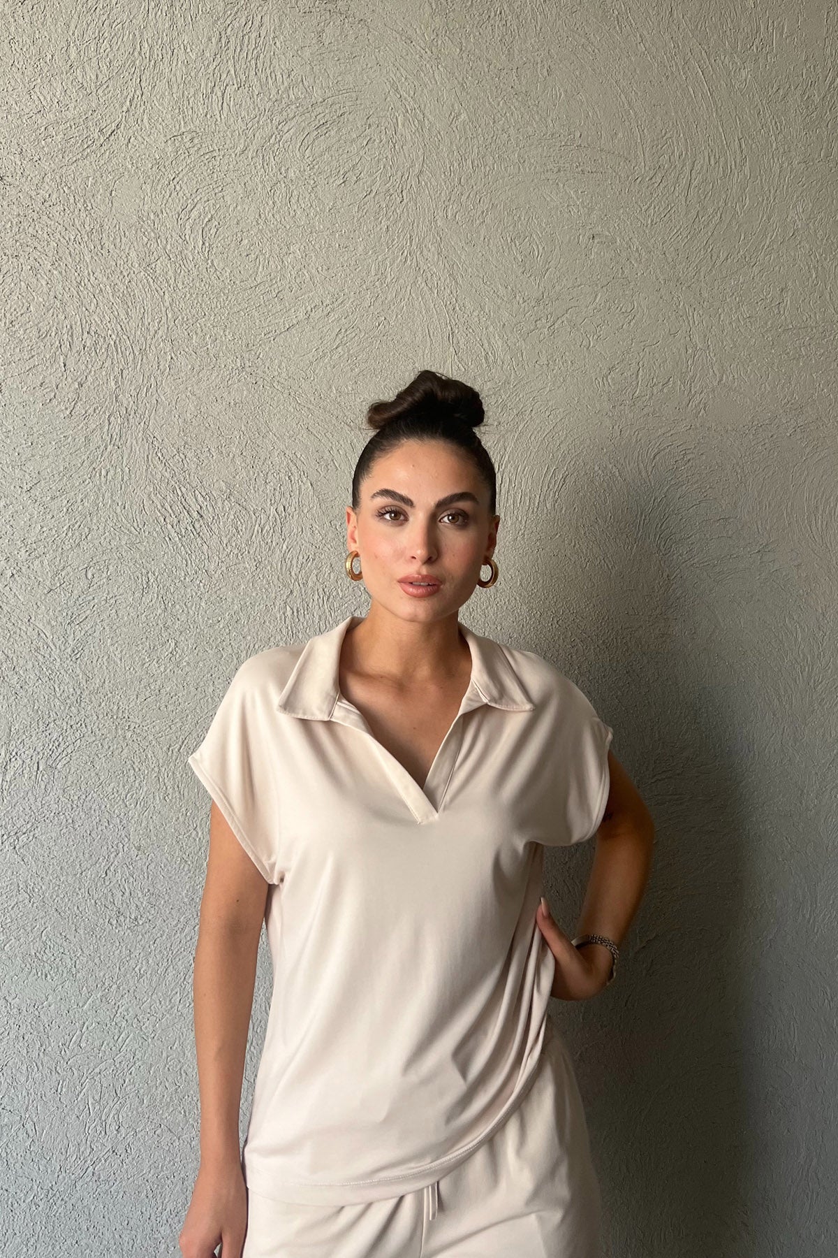 Bej Marka Model T-shirt Şort Takım SY-2254-Bej