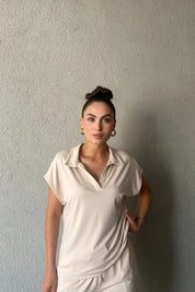 Bej Marka Model T-shirt Şort Takım SY-2254-Bej