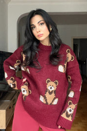 Bordo Ayıcıklı Kazak SY-2882-Bordo