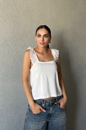 Ekru Fisto Askı Detaylı Crop SY-1961-Ekru