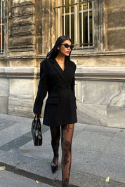 Siyah Durham Tasarım Tek Düğmeli Tüvit Ceket SY-2746-Siyah