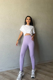 Lila Fitilli Topuktan Geçmeli Tayt SY-1542-Lila