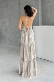 Kahve Boncuk Detaylı Elbise SY-3211-Kahve