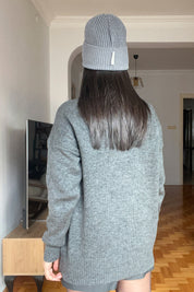 Antrasit Teddy Bear Nakışlı Triko Kazak SY-2839-Antrasit