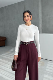 Mürdüm Premium Palazzo Pantolon SY-3454-Mürdüm