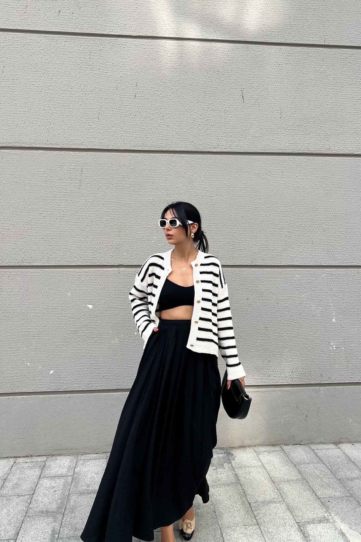 Siyah Cepli Uzun Etek SY-2454-Siyah