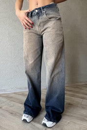 Koyu Mavi Eskitme Düşük Bel Süper Wide Leg Jean SY-1715-Koyu Mavi