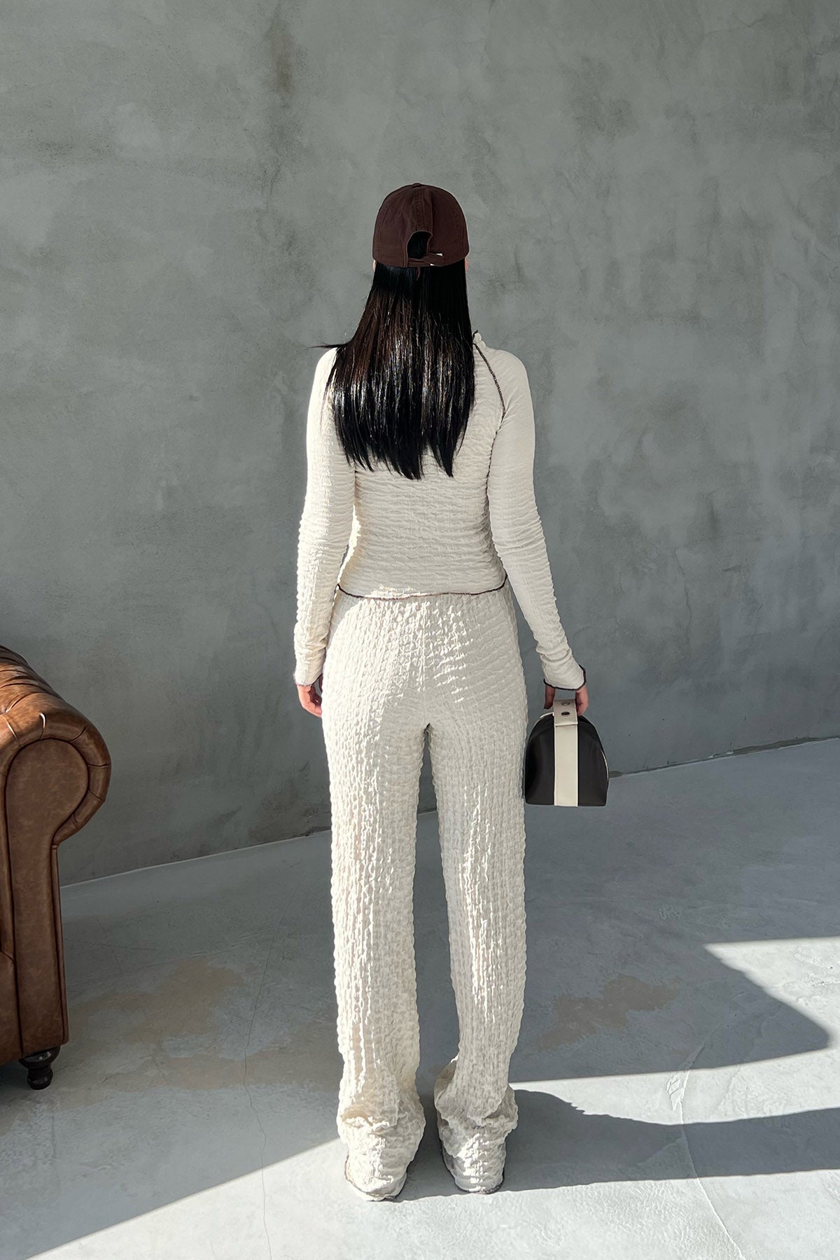 Taş Rengi Dokulu Bahar Basic Rahat Takım SY-2953-Taş