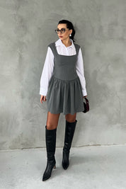 Volaren Gri Balon Elbise SY-2915-Gri