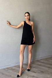 Siyah Pile Detaylı Şort SY-2342-Siyah