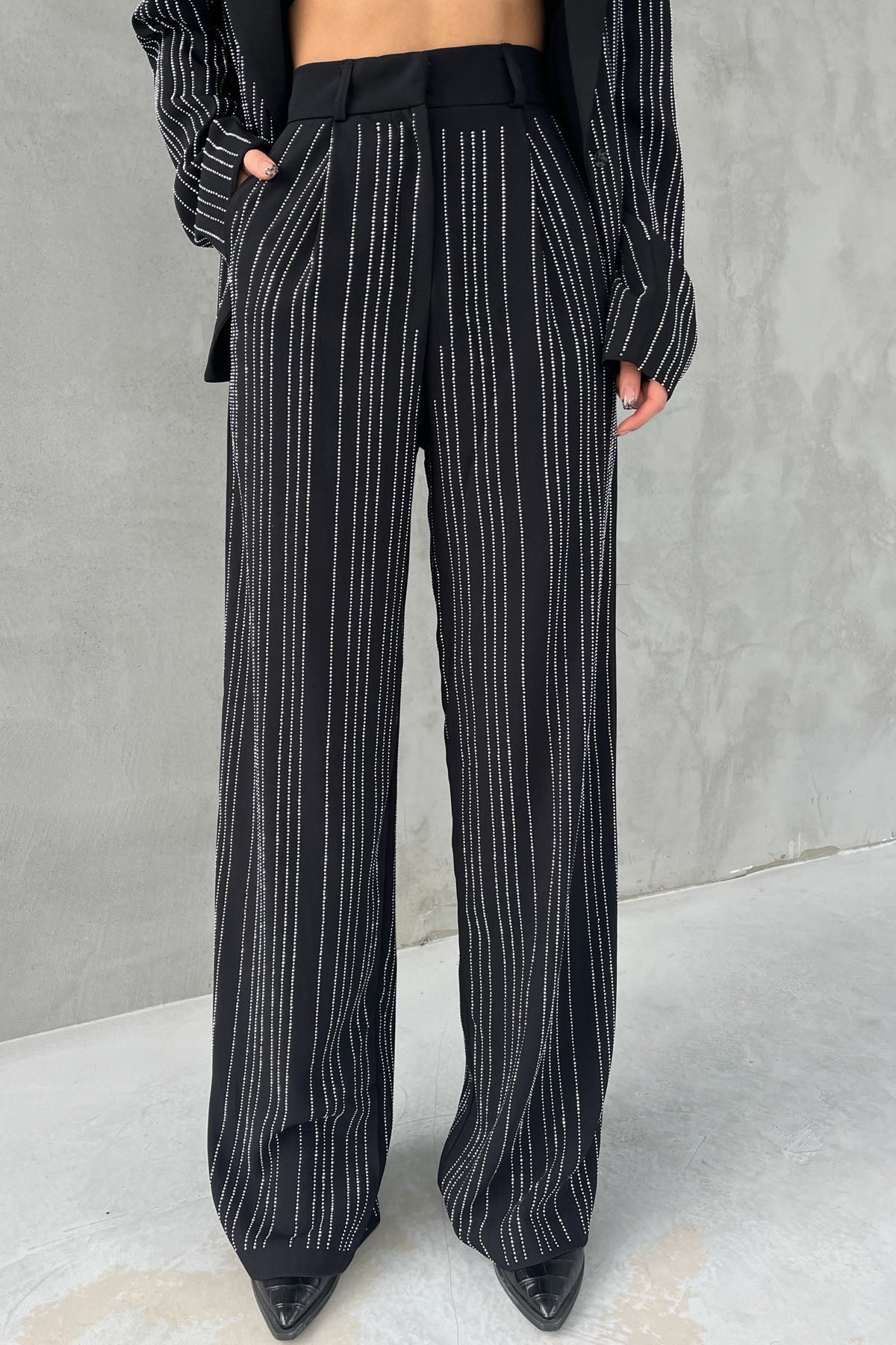 Siyah Taşlı Premium Pantolon SY-2755-Siyah