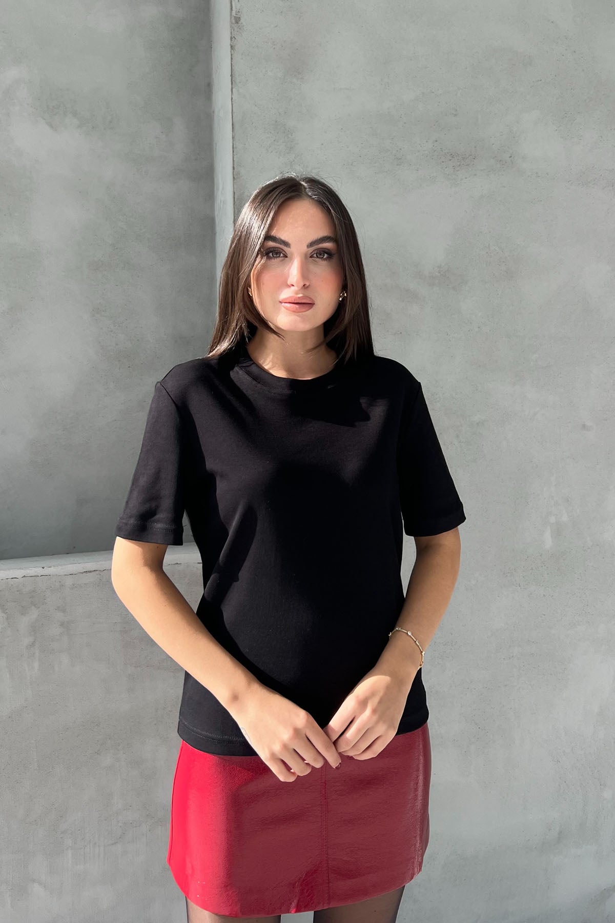 Siyah Kısa Kollu Basic T-shirt SY-2637-Siyah