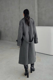 Antrasit Kuşaklı Kaşe Kaban SY-3419-Antrasit