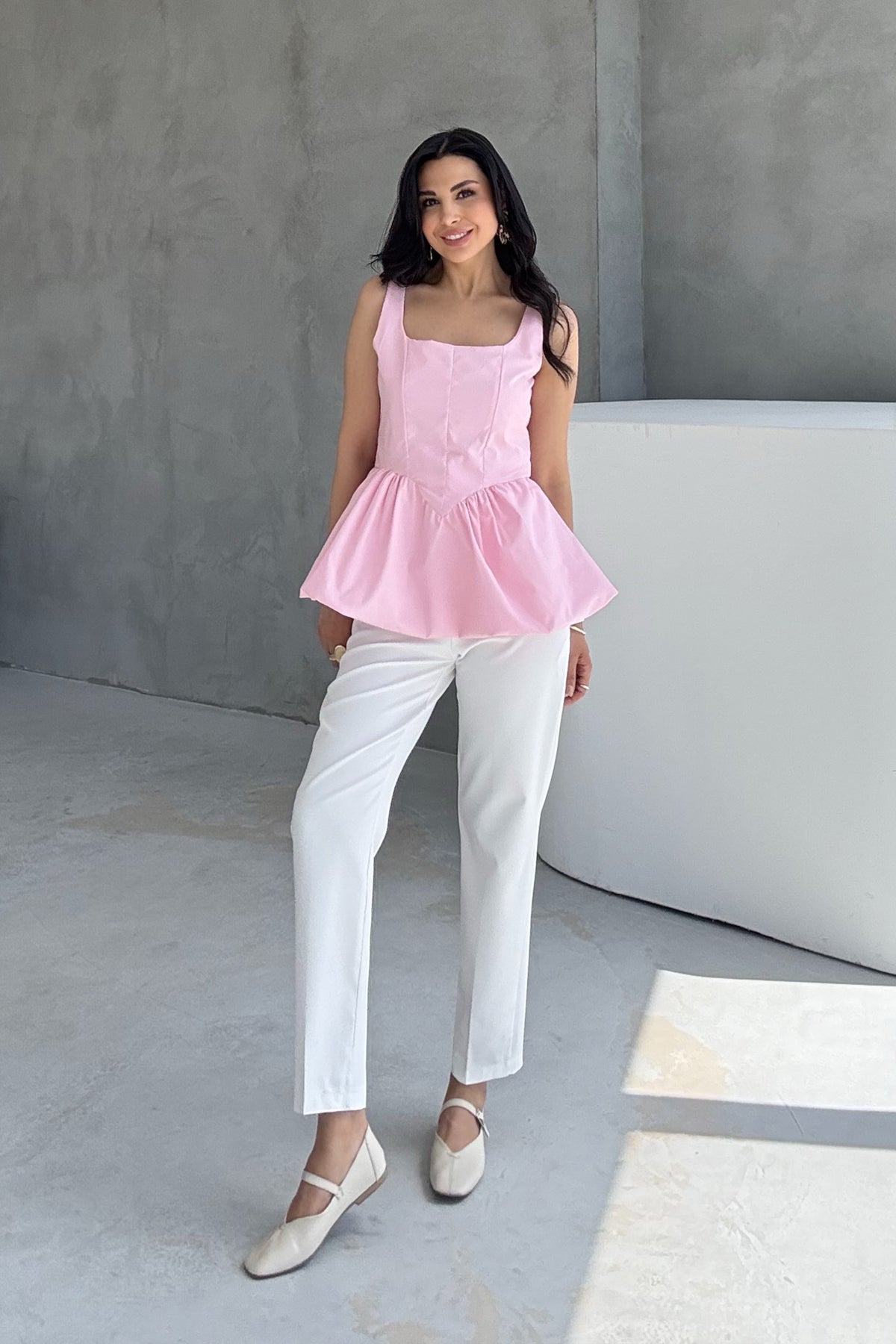 Pembe Askılı Balon Bluz SY-3112-Pembe