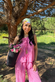 Pembe İp Askılı Bluz Pantolon Takım SY-2259-Pembe