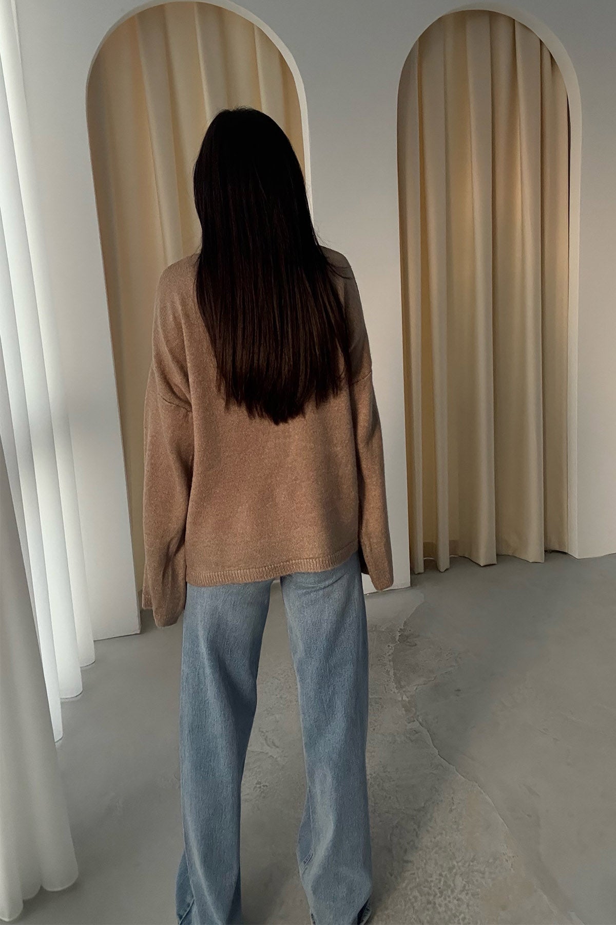 Vizon Bisiklet Yaka Oversize Pinterest Triko Kazak SY-3343-Vizon