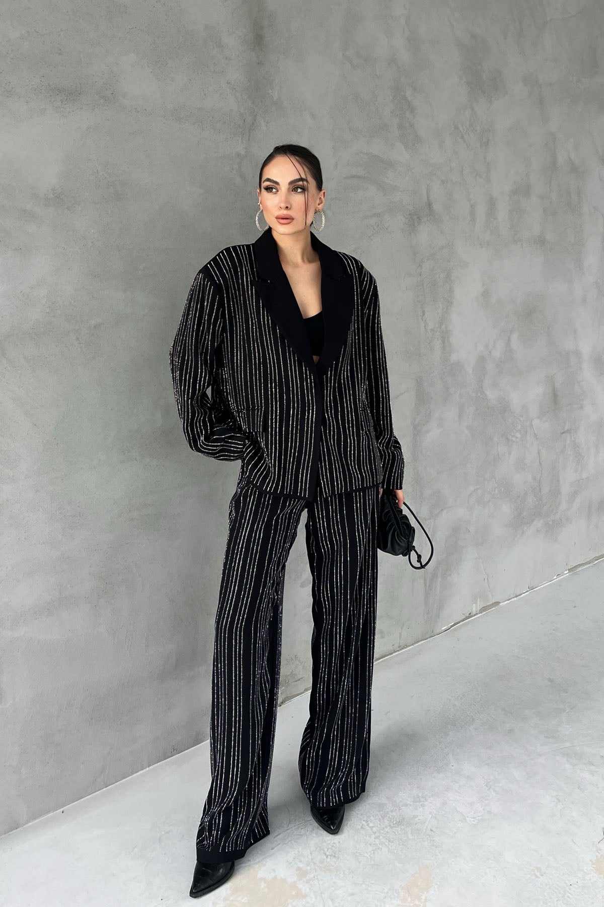 Siyah Taşlı Premium Pantolon SY-2755-Siyah