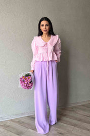 Lila Premium Palazzo Pantolon SY-1696-Lila