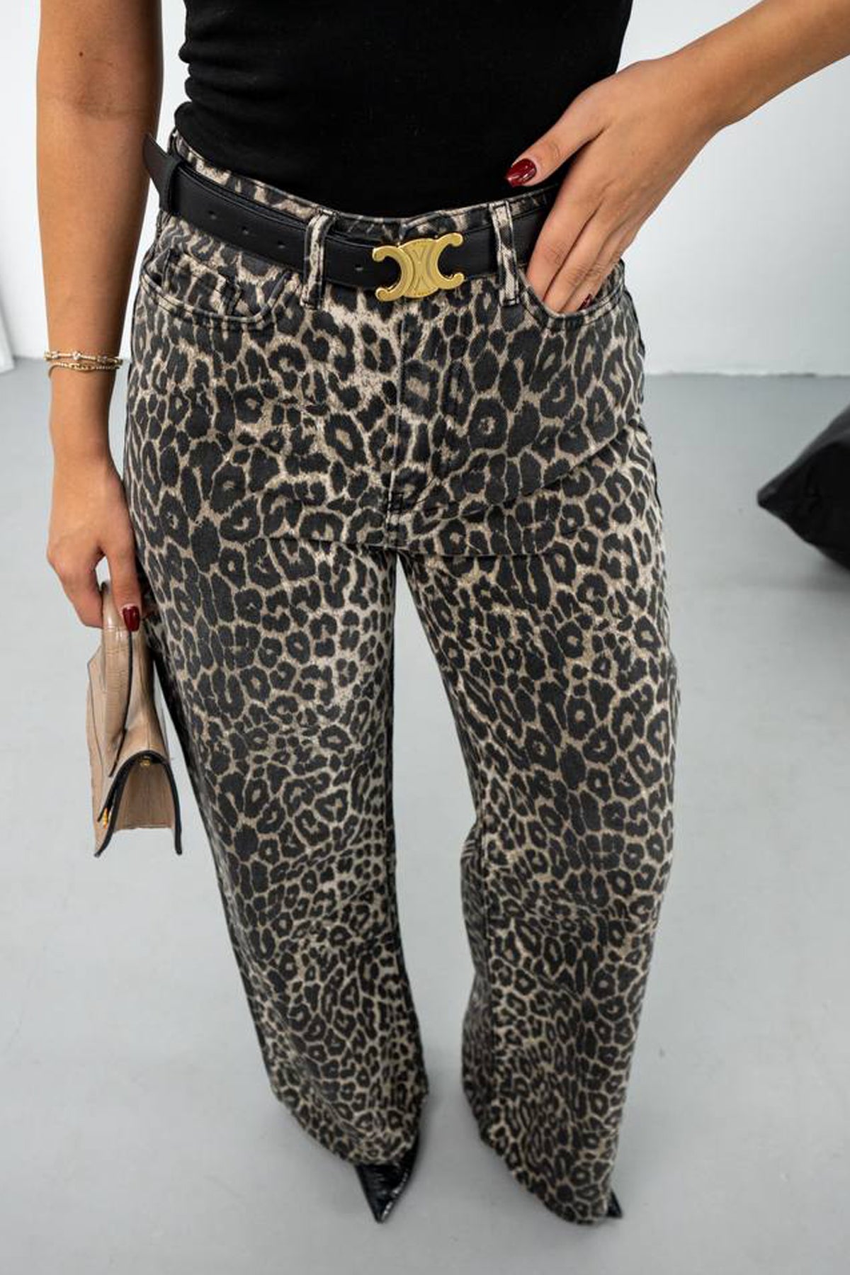 Pinterest Leopar Wide Leg Jean SY-3433-Leopar