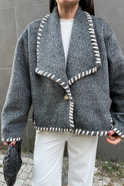 Gri Tasarım Kaşe Ceket Kaban SY-2720-Gri