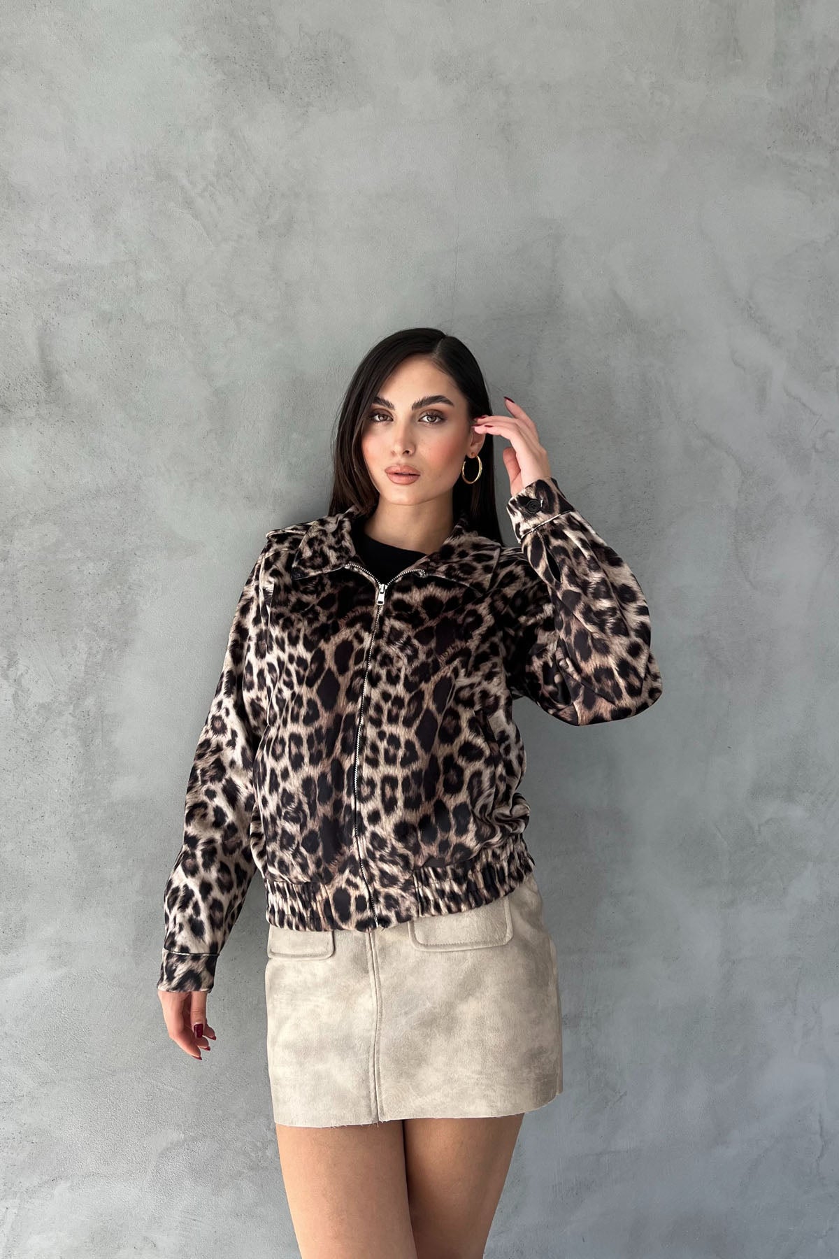 Leopar Desen Premium Süet Ceket SY-2667-Leopar