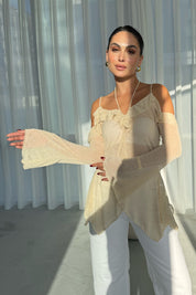 Bej Fırfır Detaylı Bluz SY-3340-Bej