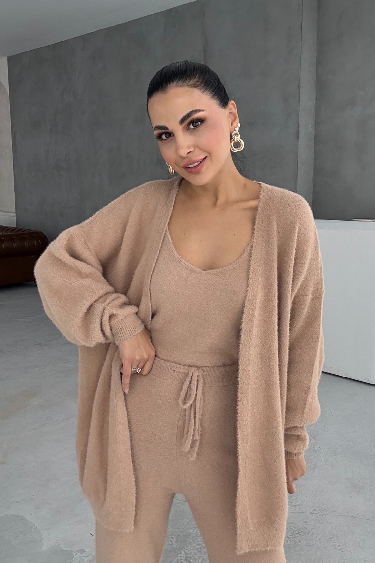Yumuşak Dokulu Bej Üçlü Takım SY-3380-Bej