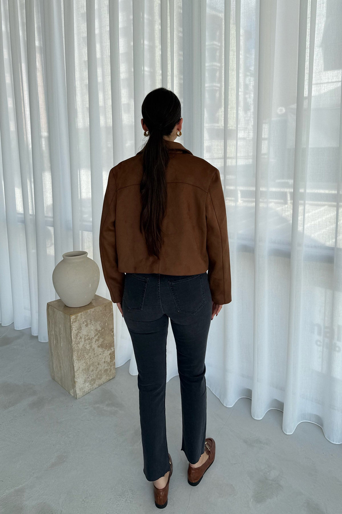 Taba Astarlı Kargo Cepli Süet Ceket SY-2548-Taba