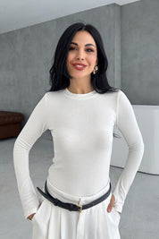 Marka Model  Parmak Geçmeli Krem Body SY-3413-Krem