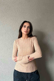 Vizon Kendinden Ajurlu Triko SY-1889-Vizon