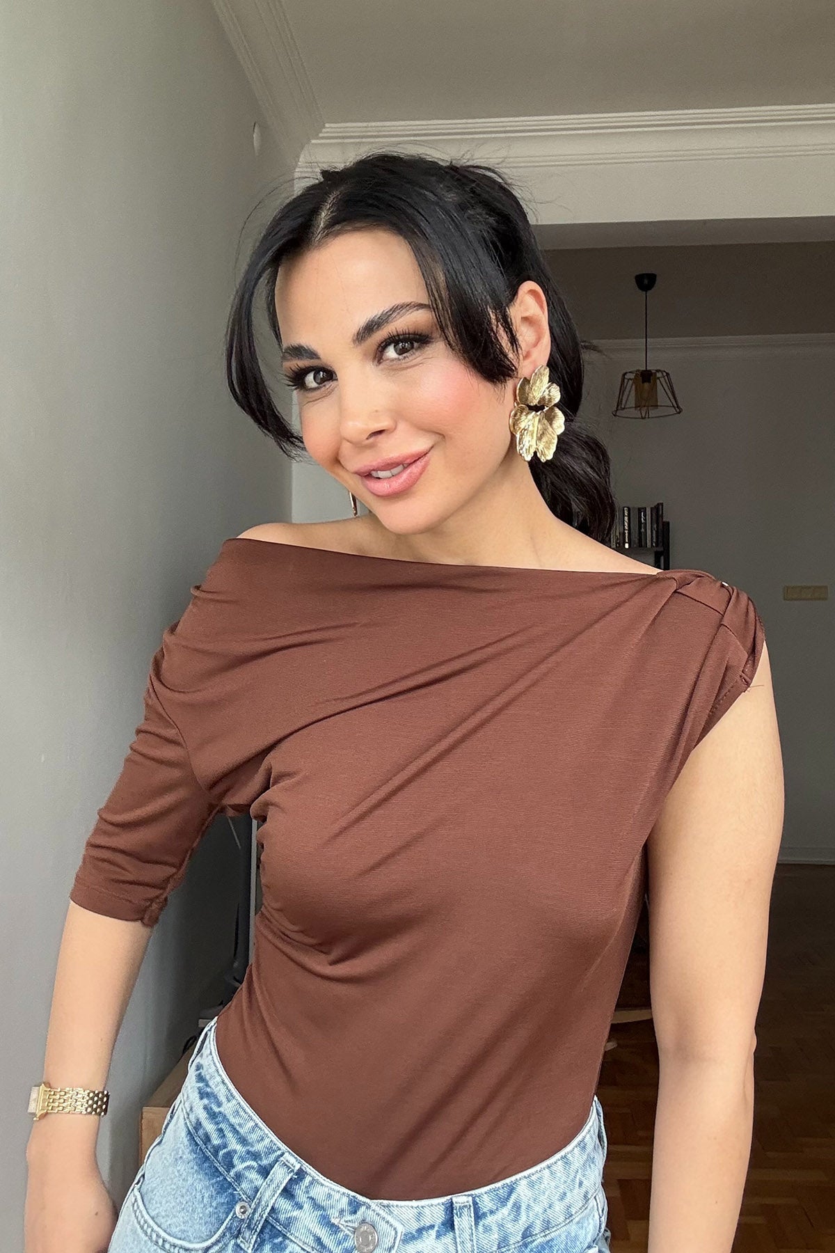 Kahve ZR Tasarım Bluz SY-3098-Kahve