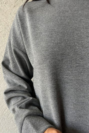 Gri Simli Bisiklet Yaka Sweat SY-1211-Gri