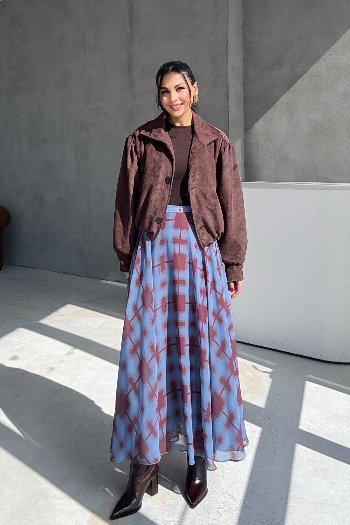 Dik Yaka Kahve Nubuk Bomber Ceket SY-3444