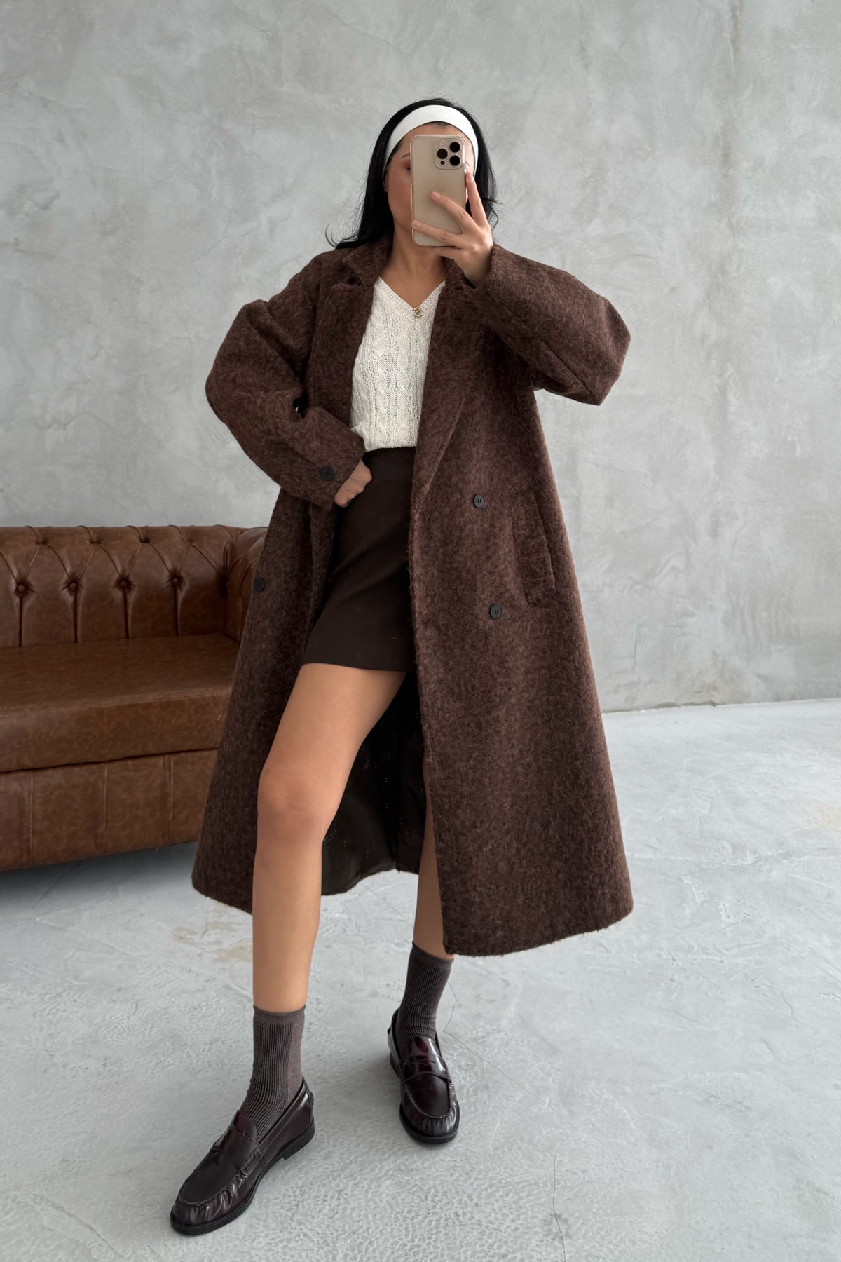 Kahve Sakallı Kaşe Kaban SY-3414