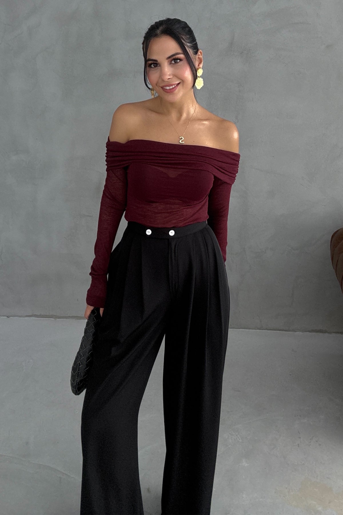 Siyah Pileli Palazzo Pantolon SY-3336-Siyah